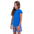Girls summer pajama set Royal blue t-shirt + Royal blue x Red Checkered shorts